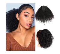 Cheveux Chignons 8-24 pouces noir bouclé cordon queue de cheval extensions de cheveux humains afro shaggy queue de cheval extensions de cheveux for les femmes noires Chignon Postiche Cheveux (Size :