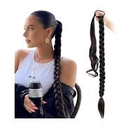 Cheveux Chignons Longue queue de cheval tressée avec cravate de cheveux 80 cm de long droite Wrap queue de cheval extension de cheveux doux synthétique morceau de cheveux chignon Chignon Postiche Chev
