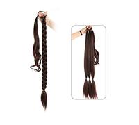 Cheveux Chignons Longue queue de cheval tressée avec cravate de cheveux 80 cm de long droite Wrap queue de cheval extension de cheveux doux synthétique morceau de cheveux chignon Chignon Postiche Chev