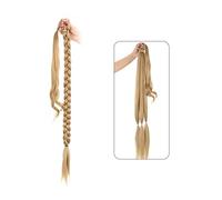 Cheveux Chignons Longue queue de cheval tressée avec cravate de cheveux 80 cm de long droite Wrap queue de cheval extension de cheveux doux synthétique morceau de cheveux chignon Chignon Postiche Chev