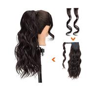 Cheveux Chignons Rallonge de queue de cheval ondulée longue de 20 "avec frange pince à cheveux queue de cheval gonflée synthétique chignon bouclé for un usage quotidien des femmes Chignon Postiche Che