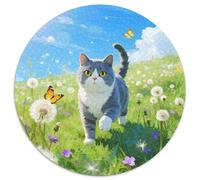 Cheveux Courts Britanniques 1000 Pièces Puzzle Circulaire Jeu Chat Puzzles Jeu D'Intelligence Cadeau Unique pour Adultes Et Enfants 1000pcs (67.5x67.5cm)