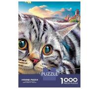 Cheveux Courts Britanniques Paquet 1000 Pièces Carton Recyclé Jardin de Chat Tabby Puzzle, Décompression Adultes/Adolescents, Cadeau Personnalisé & Loisirs Intérieurs 38x26cm/1000pcs