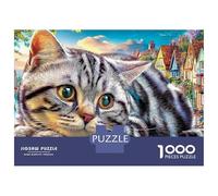 Cheveux Courts Britanniques Puzzle 1000 Pièces Le Chat se Repose en Ville Puzzle en Carton De Qualité, Jeu Stimulant Et Relaxant pour Adultes Et Loisirs À La Maison 70x50cm/1000pcs