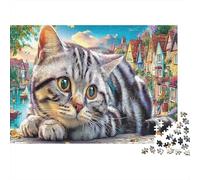 Cheveux Courts Britanniques Set Puzzle 1000 Pièces Famille, Carton Solide Recyclé,Two Tabby Chats Décoration Intérieure, Art Mural, Loisirs Indoor, Défi Mental 38x26cm/1000pcs