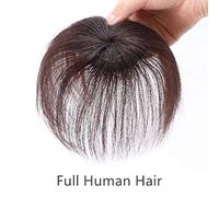 Cheveux Courts En Couches Droites Avec Frange De Partie Latérale Gratuite Pour Femmes Postiches De Perruque De Cheveux Humains, Supplément Sur Le Dessus De La Tête (20CM, Brun Foncé)