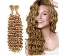 Cheveux de tressage humain pour tresses boho 18 pouces tresses bouclées ondulées 160g de fibres synthétiques élastiques cheveux bouclés boho humains, style 3