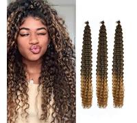 Cheveux en Crochet Synthétiques Ocean Wave 24 Pouces Extension de Cheveux pour Tresses Bouclées Tresses de Cheveux Boho de Couleur Ombre pour Femmes 3 Paquets