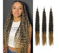 Cheveux en Crochet Synthétiques Ocean Wave 24 Pouces Extension de Cheveux pour Tresses Bouclées Tresses de Cheveux Boho de Couleur Ombre pour Femmes 3 Paquets