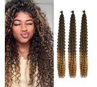 Cheveux en Crochet Synthétiques Ocean Wave 28 Pouces Extension de Cheveux pour Tresses Bouclées Tresses de Cheveux Boho de Couleur Ombre pour Femmes 3 Paquets