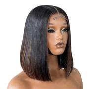 Cheveux humains Bob Lace Front à reflets, perruques transparentes HD 13x4, perruque courte pré-épilée for femmes noires Effet naturel et Volumineux(14 inch)