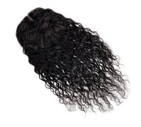 Cheveux humains de fermeture de dentelle de vague profonde, extensions de cheveux brésiliens épilés for les femmes noires, couleur naturelle Effet naturel et Volumineux(24 inch,9x9inch)