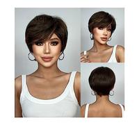 Cheveux humains Perruque de cheveux bruns courts Perruques synthétiques Lolita for femmes Bob Natural Party très bon marché