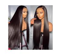 Cheveux humains Perruques brésiliennes en cheveux humains lisses 13x4 avec dentelle frontale transparente(38inches)