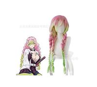 Cheveux longs de dames Avant De Dégradé vert rose Perruques Parti-accueil Anime Cosplay Demon Slayer-Kanroji Mitsuri
