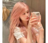 Cheveux Longs Féminins Roses, Naturels Et Mignons, Cheveux Longs Bouclés Rose Pamplemousse, Grande Perruque Ondulée Pleine Tête