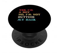 Cheveux Longs Oui, Je suis Un garçon, Non, Je ne me Coupe Pas Les Cheveux Rétro PopSockets PopGrip Adhésif