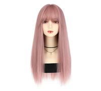 Cheveux longs Tête complète Postiche Couleur unique pour Halloween Vacances Mascarade en plein air Accessoires photo