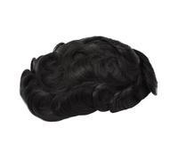 Cheveux Mono Npu - perruque toupet for hommes, prothèse capillaire Fine et Durable, 6 pouces, faite à la main, système de remplacement de cheveux humains indiens Perruques quotidiennes(#1B)