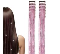 Cheveux Pailletés Résistants À La Chaleur - 12 Pièces Extensions À Clips Scintillantes - 50 Cm Extensions De Cheveux Brillantes | Pour Femmes Adolescents Costume Coiffure Fête de Noël Événement