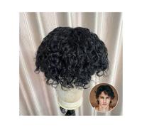 Cheveux Postiche bou n cheveux indiens Remy for hommes, base mono respirante avec PU autour du système capillaire, unités de cheveux humains ondulés noirs, prothèse capillaire masculine Perruques