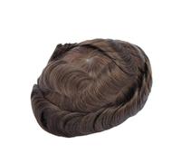 Cheveux Postiche en cheveux humains naturels avec cheveux gris for homme, prothèse capillaire en dentelle suisse, perruque indienne en PU for homme Perruques quotidiennes(4#)
