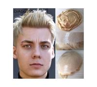 Cheveux Postiche for homme, postiche complet en PU, base en peau, double nœud, système de remplacement de cheveux humains indiens d'aspect naturel for hommes (613# blond) Perruques quotidiennes(7x9)