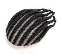 Cheveux Postiche tressé au crochet for homme, système capillaire humain, base entièrement en dentelle, 20 x 25 cm, prothèse capillaire masculine Perruques quotidiennes(1 - Jet Black)
