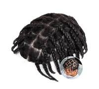 Cheveux Postiche tressé for homme, système capillaire en cheveux humains, 0,1-0,12 mm, injection de peau, crochet tressé Perruques quotidiennes