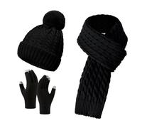 Cheveux Soie Hat Set for Teen Girls Women&Men Autumn Winter Warm Wool Hat Scarf Gloves Three Pieces Oriental Violet (Black, One Size)