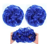 Cheveux Synthétiques Chignon Perruque Dames Queue De Cheval Extension De Cheveux Chouchou Vague Élastique Bouclés Postiches Chouchou Wrap-Bleu