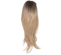 Cheveux Synthétiques, Perruque Blonde, Perruques de Cheveux Synthétiques en Couches Blondes, Perruque en Dentelle Frontale Frange Cheveux Blonds Longs et Raides Cheveux en Fibres