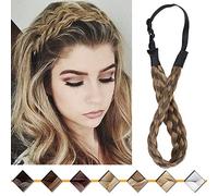 Cheveux Synthétiques Tressé Bandeau Taille Moyenne Tresses Bandeau Pour Femmes Dames Filles Accessoire de Beauté, Marron & Blond Cendré