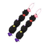 Cheveux synthétiques tressés - Lot de 2 pièces - Élastiques - Fidèle à la | Queue de cheval courte tressée à clipser pour Halloween, retour à la maison, mariages, coiffure, usage quotidien