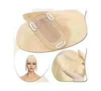 Cheveux toupet pour femmes, Extensions de cheveux for femme de 15,2 à 45,7 cm, vrais cheveux humains avec frange, 7 x 12,5 cm, base en soie, extension de cheveux à clipser, 150% de densité, cheveux i