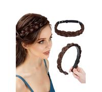 Cheveux tressés marron foncé Bandeau désordonné, large, volumineux et moelleux perruque avec dent Lot de 2 pièces