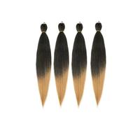 Cheveux tressés pré-étirés, extensions de tresses synthétiques à texture Yaki, 4 paquets de perruque tressée de beauté(T1B/27,42 inch)