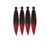 Cheveux tressés pré-étirés, extensions de tresses synthétiques à texture Yaki, 4 paquets de perruque tressée de beauté(T1B/Burgundy,26 inch)
