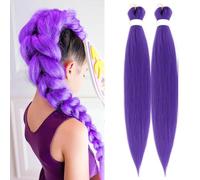 Cheveux violets pour tressage, lot de 2 accessoires de perruque synthétiques violets pour tresses, perruque longue, extensions de tresses pour enfants, cosplay, carnaval, Halloween, costume d'anime