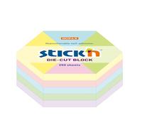 Cheville à notes adhésives en forme d'hexagone | 250 feuilles - Fabriqué en papier - Assortiment de couleurs pastel - Dimensions 6,08 x 7,02 cm - Mimbek