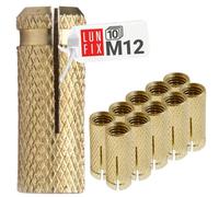 Cheville beton fixation lourde M12 12mm laiton douille expansion 10 pièces goujon ancrage mural maçonnerie pierre naturelle béton armé fixation murale ancrage mécanique Lun Fix