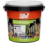 Cheville bi-matière universelle Colortech - 8 x 50 mm - Avec vis tête hexagonale - Seau de 100 pièces - SPIT - 565189