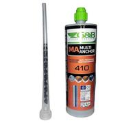 Cheville chimique en résine de polyester 410 ml - Ancrage chimique haute résistance - Durcissement rapide - Sans expansion - Pour fixation d'auvents, antennes, escaliers en béton, brique et pierre