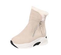 Cheville d'hiver tendance en daim chaud avec bottes de randonnée en caoutchouc léger à semelle à crampons pour le bureau, la promenade du chien, la pluie courte, 2026, beige, 37.5 EU