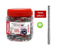 fischer - BigBox de 360 Chevilles Tous matériaux DuoPower 8x40 + 1 Foret SDS Quattric Offert