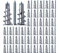 Cheville Placo et Vis, 50 PièCes Cheville Beton avec 50 PièCes Vis Autoforeuse Metal, Chevilles pour Placoplatre pour La Fixation Dans Le BéTon, La Brique, Les Plaques de PlâTre