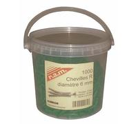 Ram - Cheville Sans Collerette, 6mm x 30mm, Vert, Seau de 1000