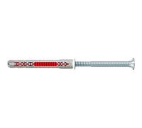 fischer - Cheville rallongée DuoXpand 10x80 avec vis à tête fraisée en acier électrozingué/Boite de 50 Gris/Rouge