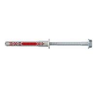 fischer - Cheville rallongée DuoXpand 10x80 avec vis à tête hexagonale en acier électrozingué/Boite de 50 Gris/Rouge
