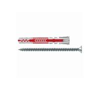 fischer - Cheville bi-matière et multi-matériaux DUOPOWER 10x80 avec vis/Boîte de 10 Gris/Rouge